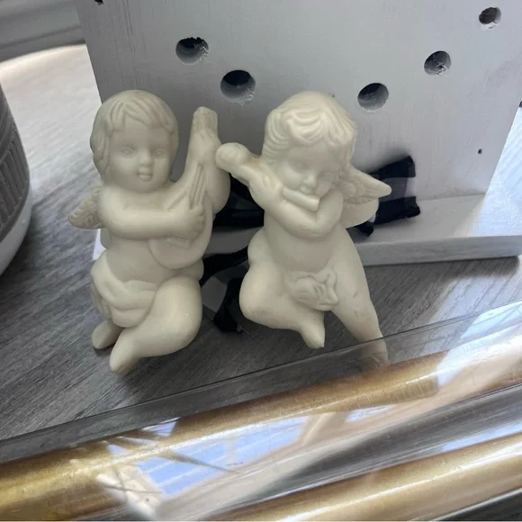 Vintage PartyLite Elegant Cherub Candle Huggers - White set of 2 - Picture 7 of 9